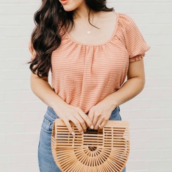 Madewell Texture & Thread Peasant Top in Stripe Size Medium - Picture 1 of 8